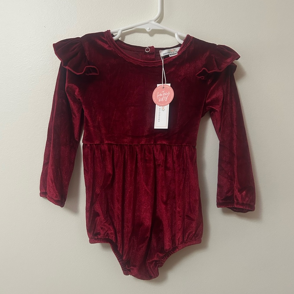 Red velvet toddler girl Leotard bodysuit